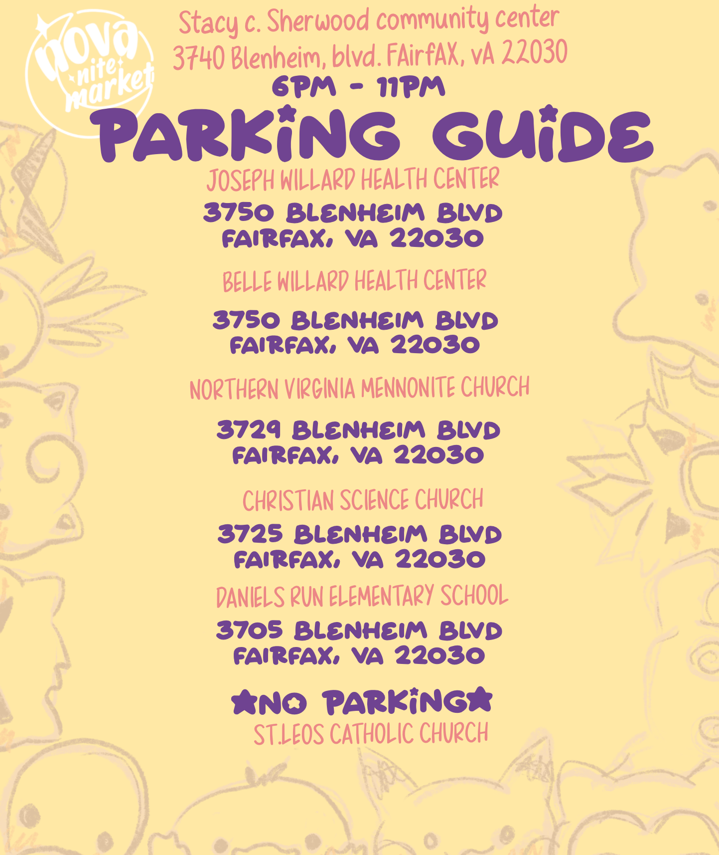 Parking guide for Stacy C. Sherwood Community Center